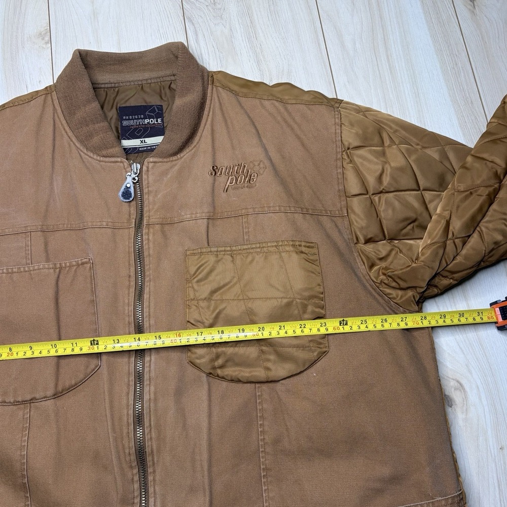 Vintage Southpole Y2K Puffer Carpenter Hybrid Jacket Mens XL Brown Water Repel - Picture 7 of 15